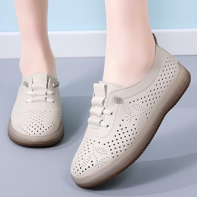 Women Flats Shoes Soft Casual Elegant Summer Breathable Leather Moccasins Shoes Large Size
