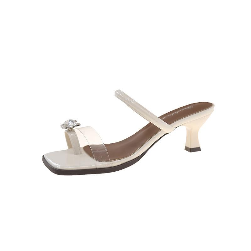 

Нишевые высококлассные шлепанцы с перемычкой между пальцами, крутые тапочки, туфельки феи, новые весенне-летние темпераментные босоножки на высоком каблуке со стразами 40