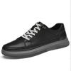 Outdoor Men's Sneakers Comfortable Leather Men's Platform Shoes Casual Lace-up Vulcanized Shoes Black White Walking Shoes