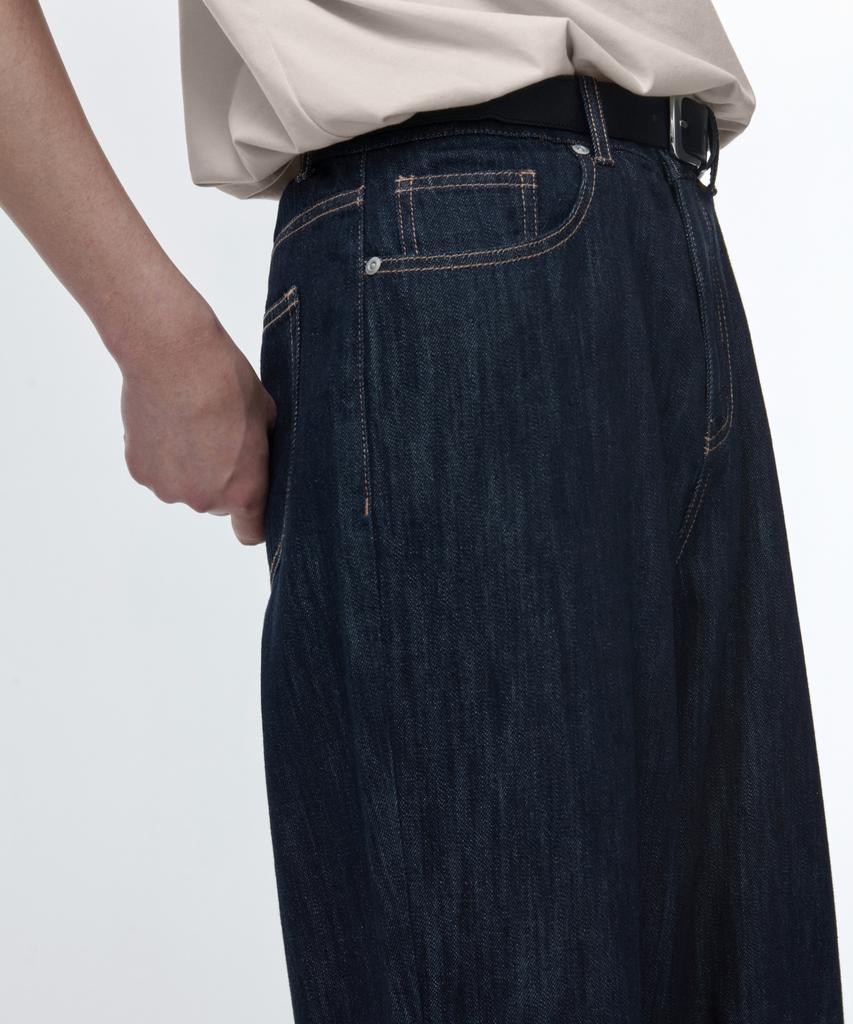 MUSINSA STANDARD Linen-Like Wide Denim Pants [Deep Indigo]