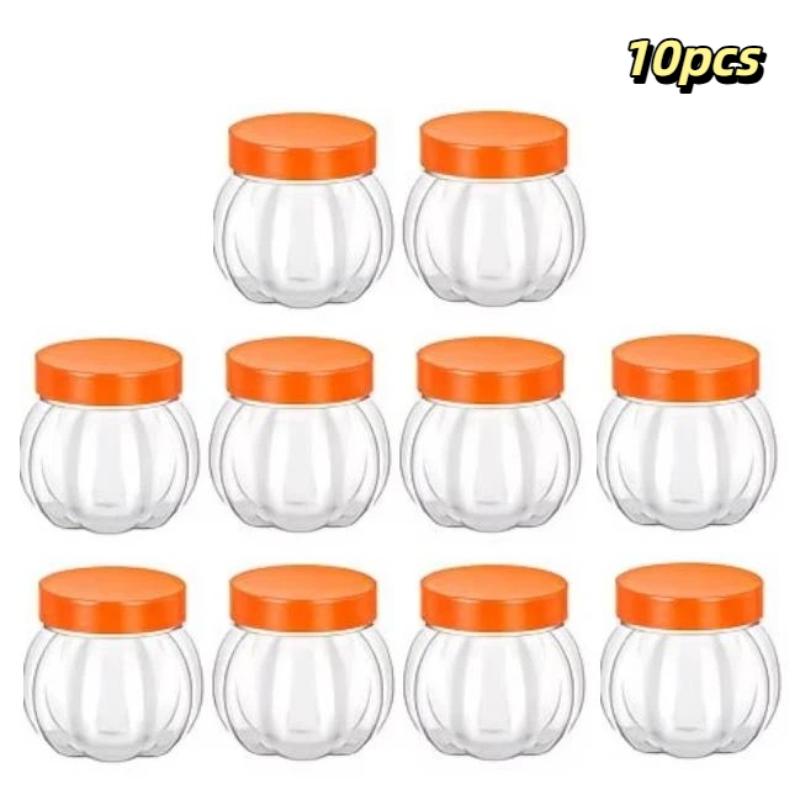 5/10 Pezzi Barattoli Portaconfetti a Forma di Zucca Senza BPA Contenitori Trasparenti in Plastica con Coperchi per Feste di Halloween a Casa