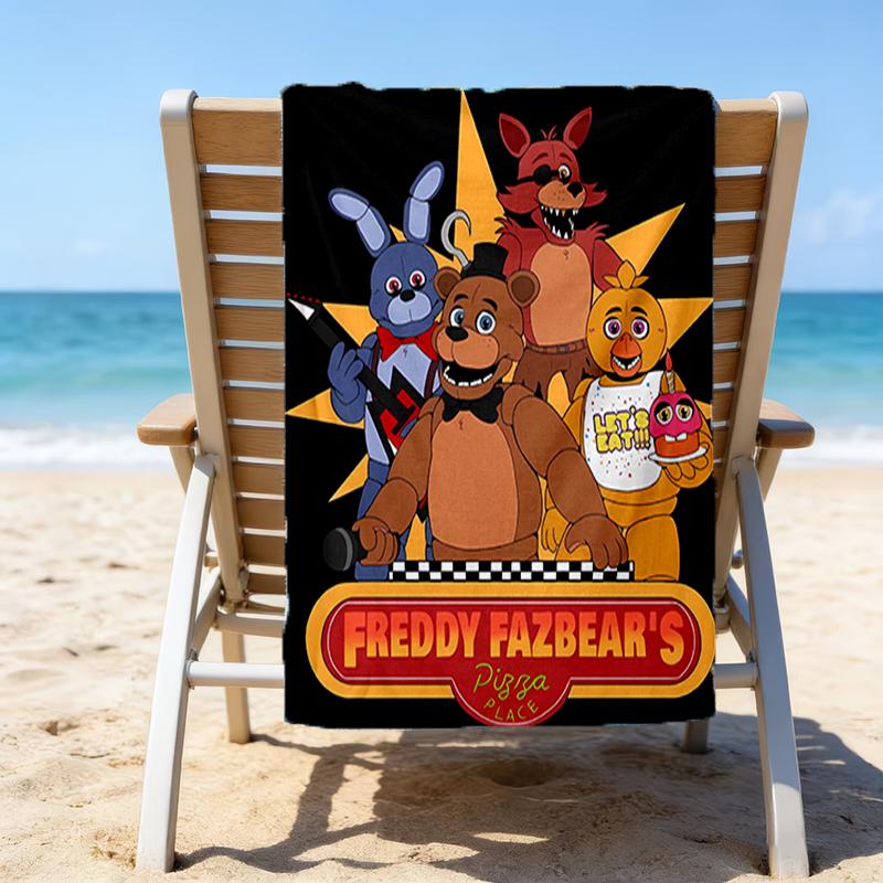 1pc Freddy Bear2 Beach Towel with Custom Name, Beach/Swimming/Bath/Picnic/Camping Towel, Suitable for Seaside Beaches