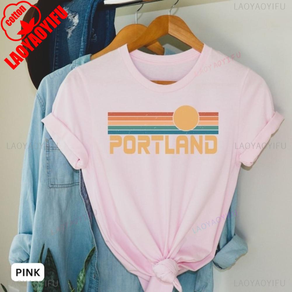 Portland TShirt Oregon Tshirt Portland Souvenir Clothing West Coast Shirt Men Women Fashion Casual Crewneck Cotton Tee Tops S
