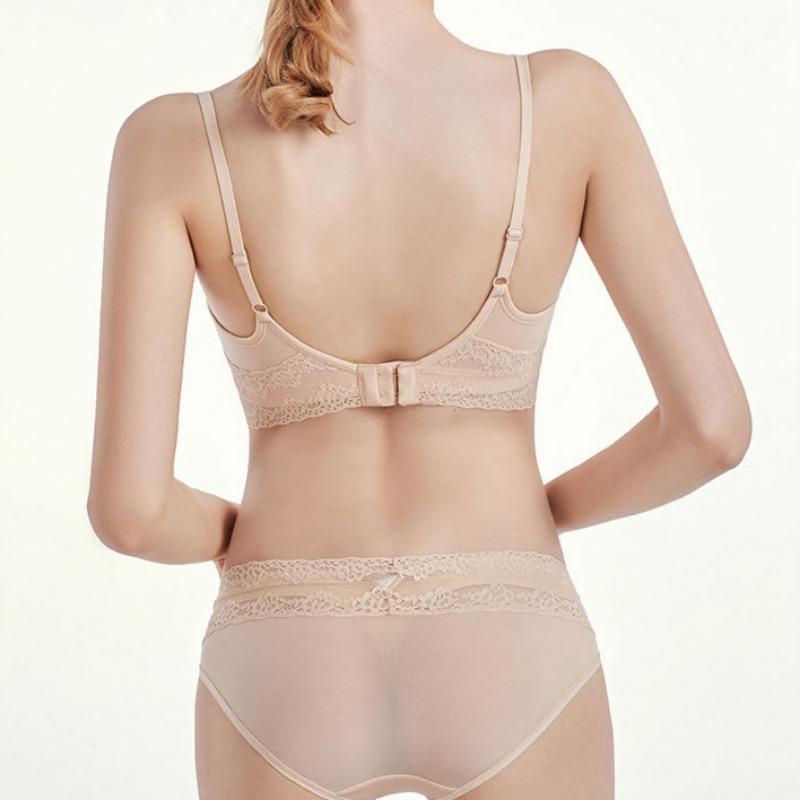 Women's Seamless Underwear Set for Small Chest Push-up Bra Without Underwire Comfortable and Breathable Lace Panties