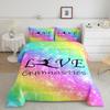 Gymnastics Reversible Single Duvet Cover,3D Sports Gymnast Bedding Set,Colorful Geometric Quilt Cover for Girls Teens Room Decor