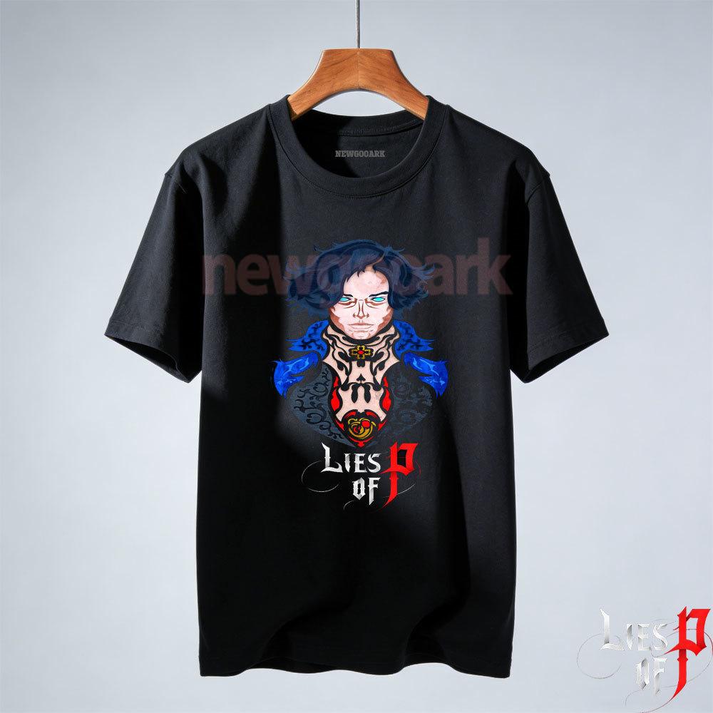 Lies of P Maglietta Vintage Giochi di Ruolo Grafica T-Shirt Donna Unisex Moda Casual Cotone Manica Corta Cartone Animato Abbigliamento Uomo Tee