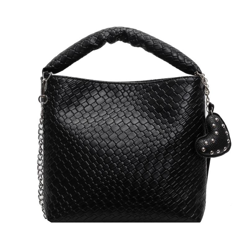 

New woven women s bag portable women s bag fashionable simple texture shoulder crossbody small square bag chain bag tide