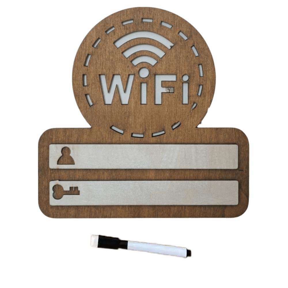 Rewritable WiFi Password Sign Wooden Wireless Network Indicator Plaque WiFi Signage  Home Decor D-with pen