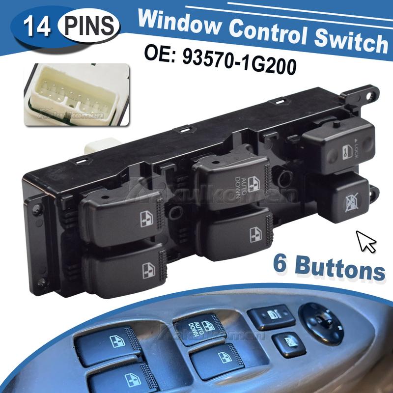 New 93570-1G200 935701G200 Front Left Driver Door Window Master Switch Glass Lifter Button For KIA RIO 2 JB 2007 2008 2009