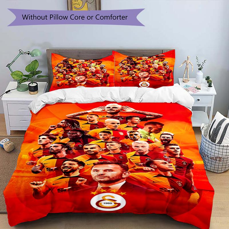 3pcs Football Team (28) Design Cover Set - HD Printed Bedding with 1 Cover and 2 Pillowcases - Perfect for Home and Dorm Decor