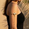 Fashion Liquid Metal Heart Upper Arm Chain Bracelets for Women Minimalist Tassel Rhinestones Armlet Punk Hiphop Body Jewelry