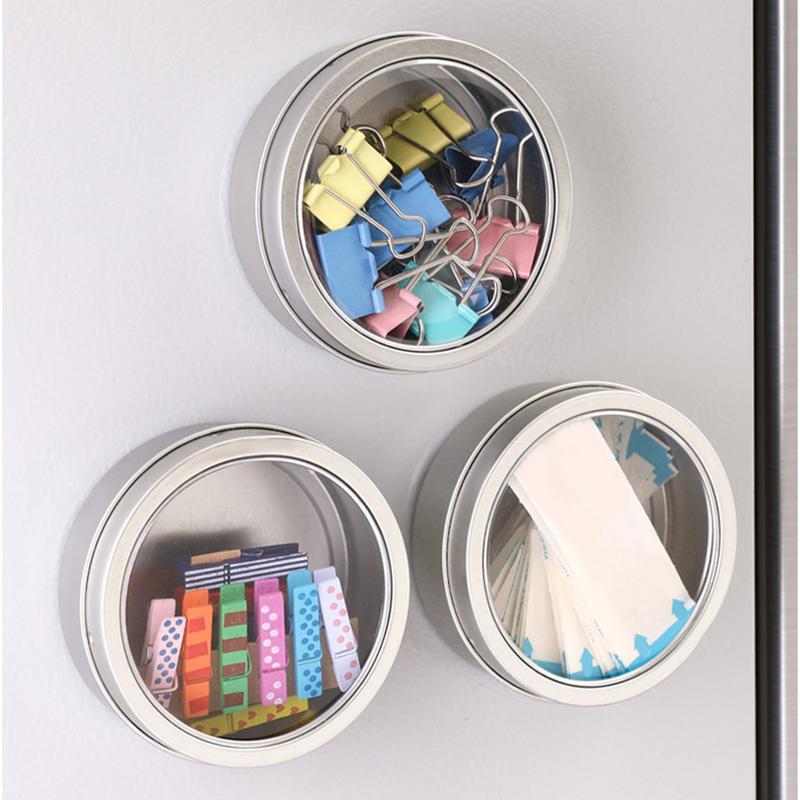 Spice Magnetic Tins with Clear Lid Household Fridge Storage Box Travel Portable Spice Condiment Container Kitchen Gadget