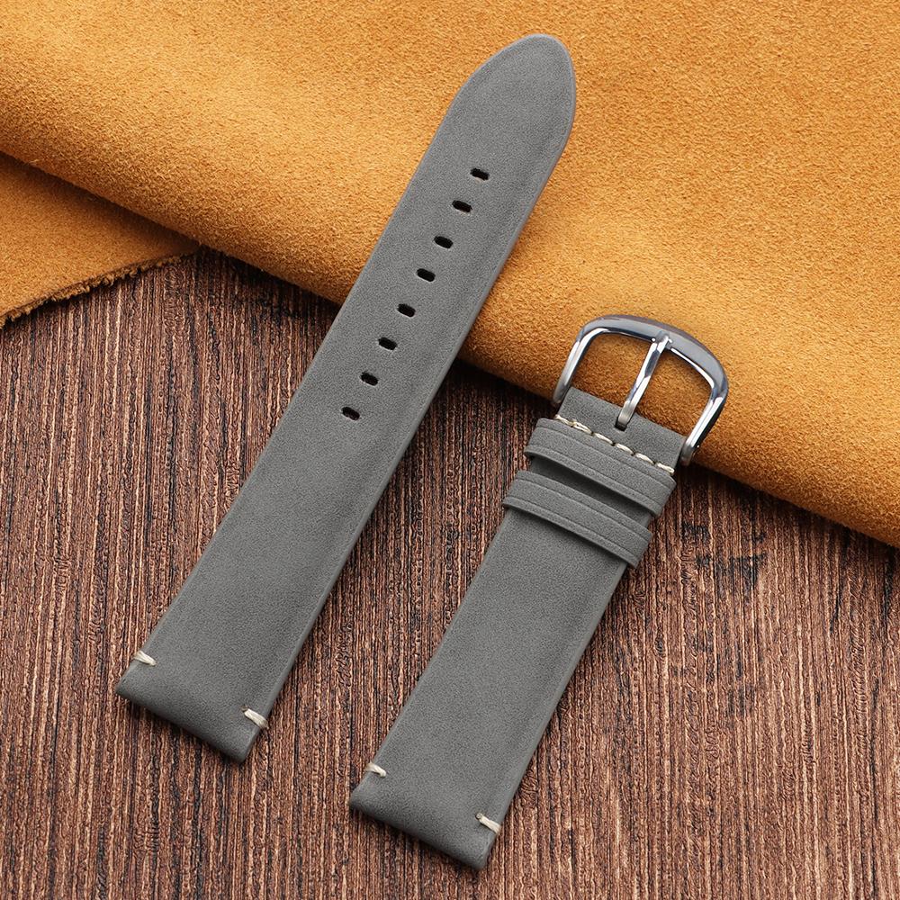 Vintage Matte Leather Watch Band 18mm 20mm 22mm 24mm Universal Bracelet for Rolex for Omega Replace Business Strap for Women Men