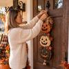 Autumn Harvest Wall Decorations Halloween Stacked Pumpkin Door Hanger, Vintage Jack?O?Lantern Hanging Ornament, Party Front Sign Rustic Fall Decor