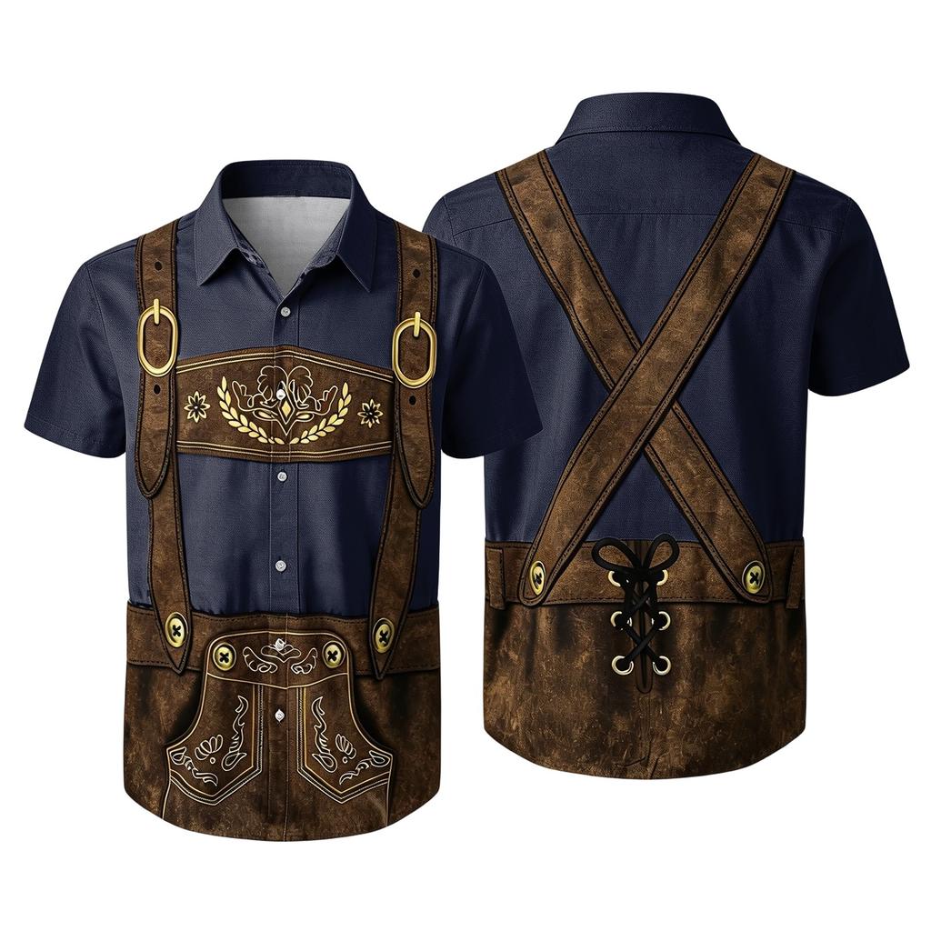 Men's Vintage Print Short Sleeve Cardigan Casual Loose Fit for Party Festival Daily Wear