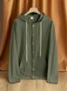 Men's Cotton Linen Button Hooded Shirt Loose Casual Long Sleeve Beach Resort Jacket