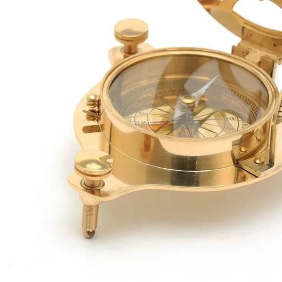 Brass Sundial Compass Gold Plated Decorative Garden Sundial Collectible Nautical Decor Accent