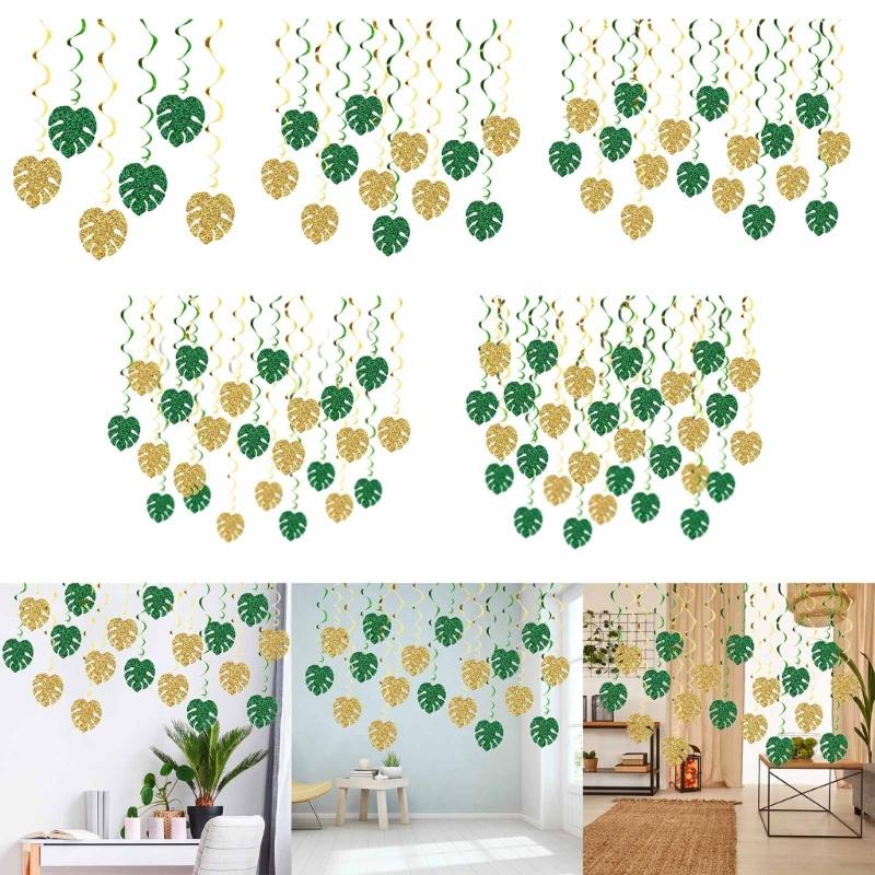 Tropicals Monstera Decorations,Tropicals Hawaiians Party Hangings Swirl Ceiling Decors Summer Luaus Hawaiians Beach