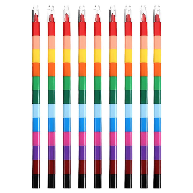 12-Color Building Block Crayons Fun Rainbow Color Stackable Drawing Crayons Graffiti Pen Art Supplies Birthday Gift Boy Girl