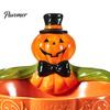Cute Ghost Figurine Halloween Candy Bowl, Pumpkin Shaped Dish, Spooky Serving Party Food Holder Tray for Cookie, Dessert, Trick or Treat Decor