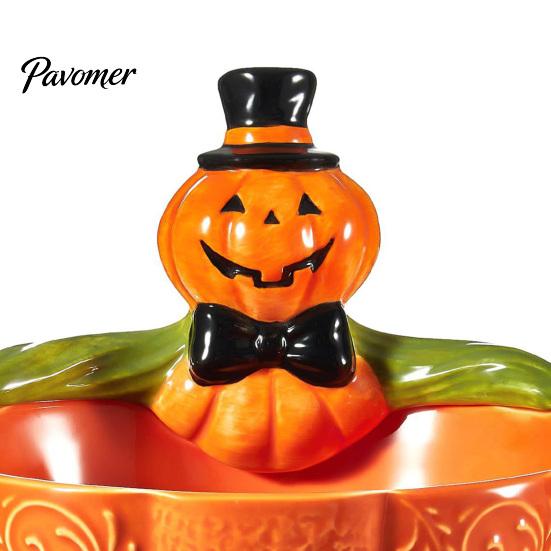 Cute Ghost Figurine Halloween Candy Bowl, Pumpkin Shaped Dish, Spooky Serving Party Food Holder Tray for Cookie, Dessert, Trick or Treat Decor
