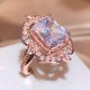 New Geometric Luxury White Zirconia Ring Women 925 Stamp Full Diamond Party Wedding Birthday Gift Jewelry Wholesale