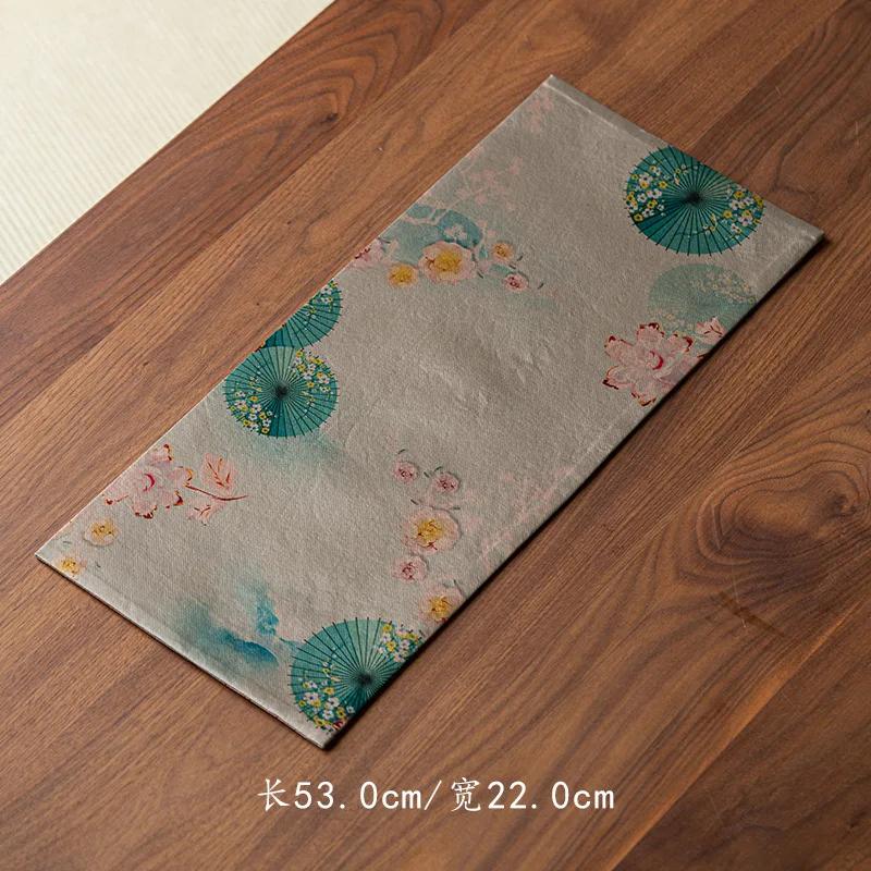 

Xiangyun Yarn Tea Mat New Chinese Style Zen Table Runner Waterproof Tea Table Cloth Waterproof Dry Pour Mat Chinese Fabric Craft