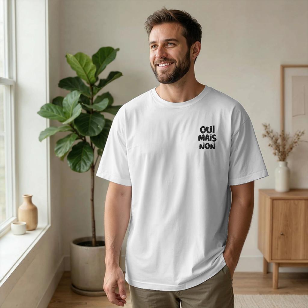 Yes but No in French Saying France T-Shirts Men Oui mais non Humor Creative Cotton Tee Shirt Ro