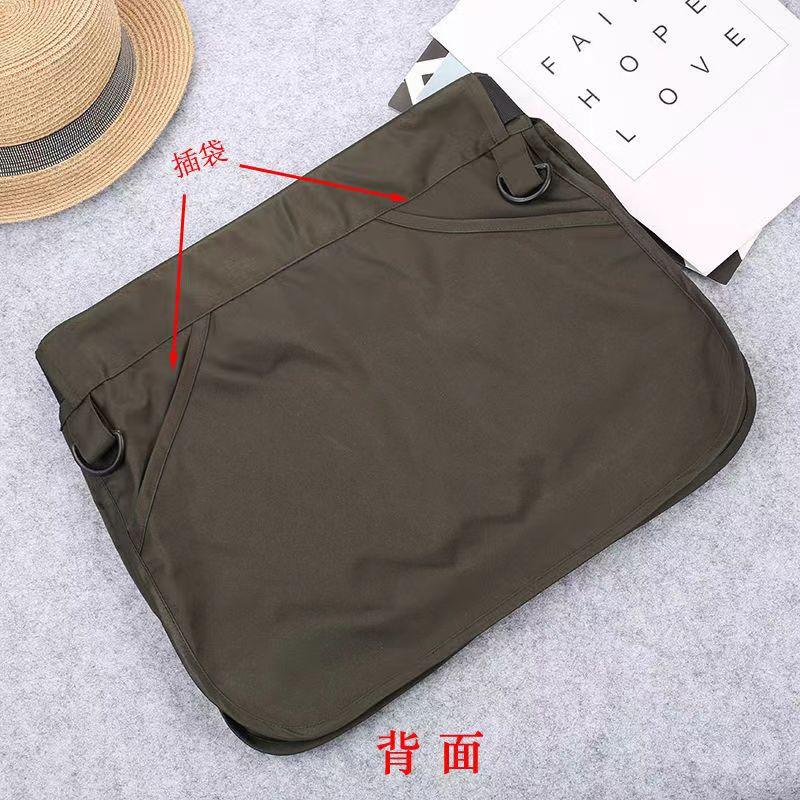 Canvas Half-length Apron Multi-functional Multi-pocket Zipper Waist Bag Versatile Gardening Work Clothes Tool Apron