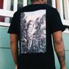 Stussy Falls Tee Classic Poster Print Short Sleeve American Vintage T-Shirt Unisex Tops Black 1904475-BLACK