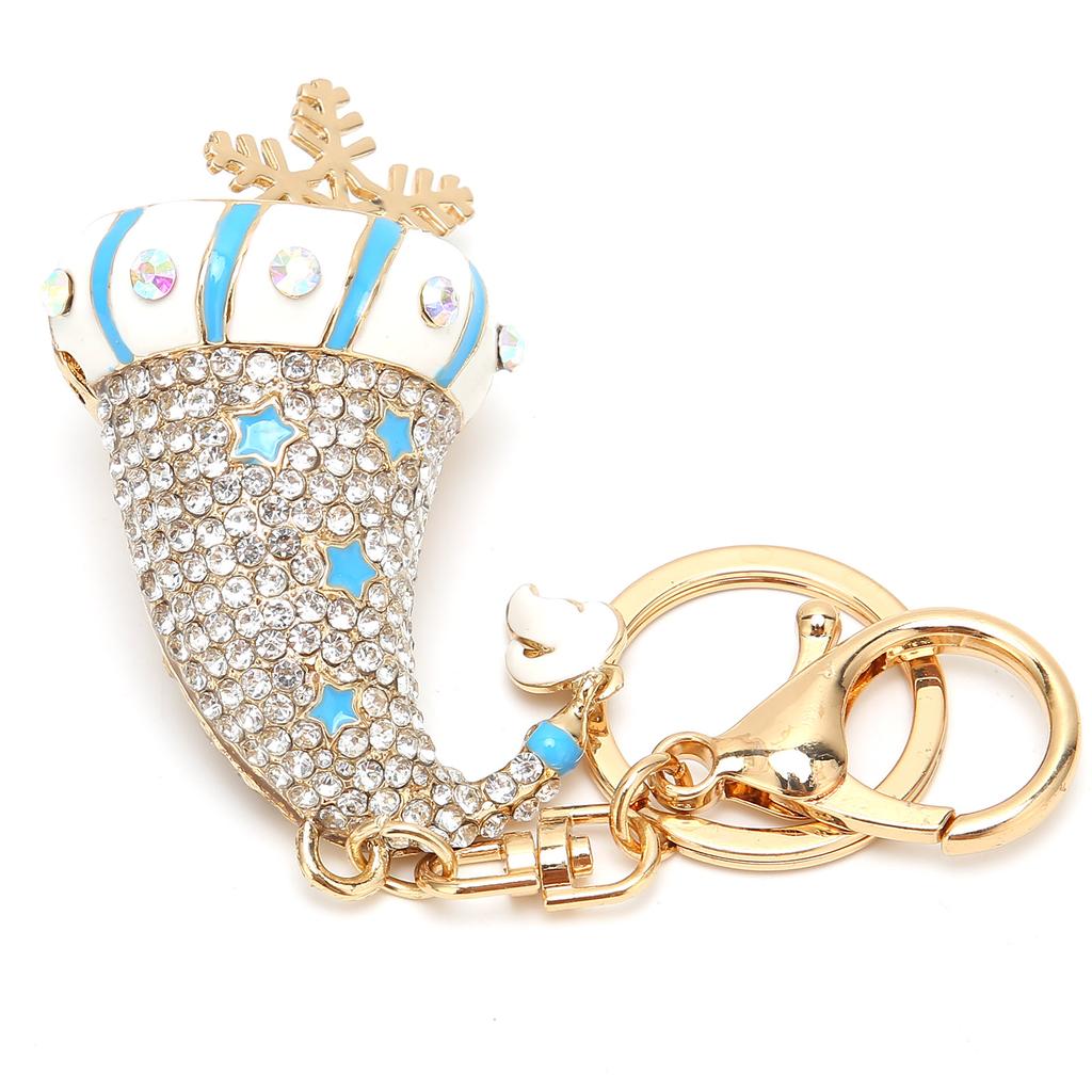 Christmas Hat Snowflake Key Ring Chain Alloy Christmas Car Key Ring Charm Pendant