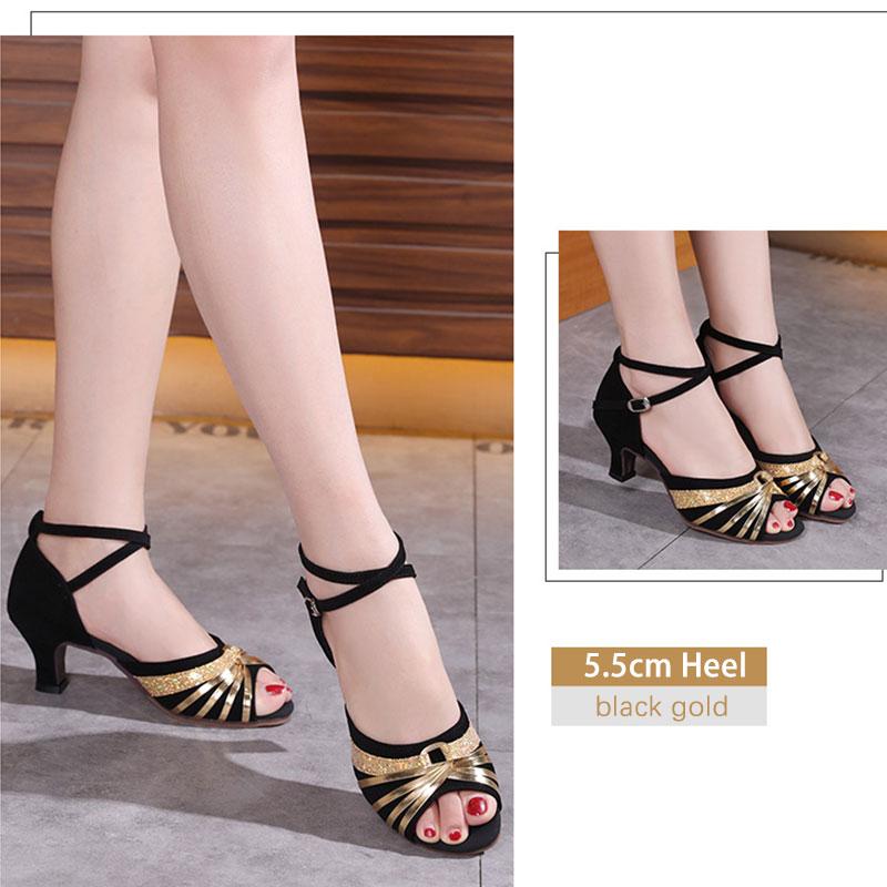 Damen Erwachsene Latein Tanzschuhe Hoher Absatz Tanzschuhe Damen Weicher Boden Modern Standard Tanzschuhe