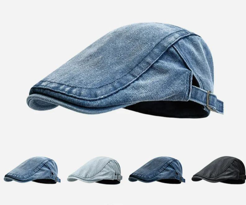 Retro Washed Denim Beret Women's Men's Fashionable Casual Artist Hat Versatile New Forward Cap for All Seasons