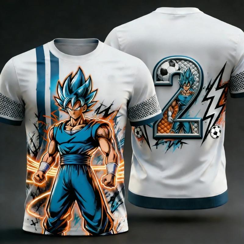 2026 Summer New Adult Men's Dragon Ball Goku 3D Printed Special Football Jersey Numbers 1 To 10 Kids Anime T-Shirt Unisex