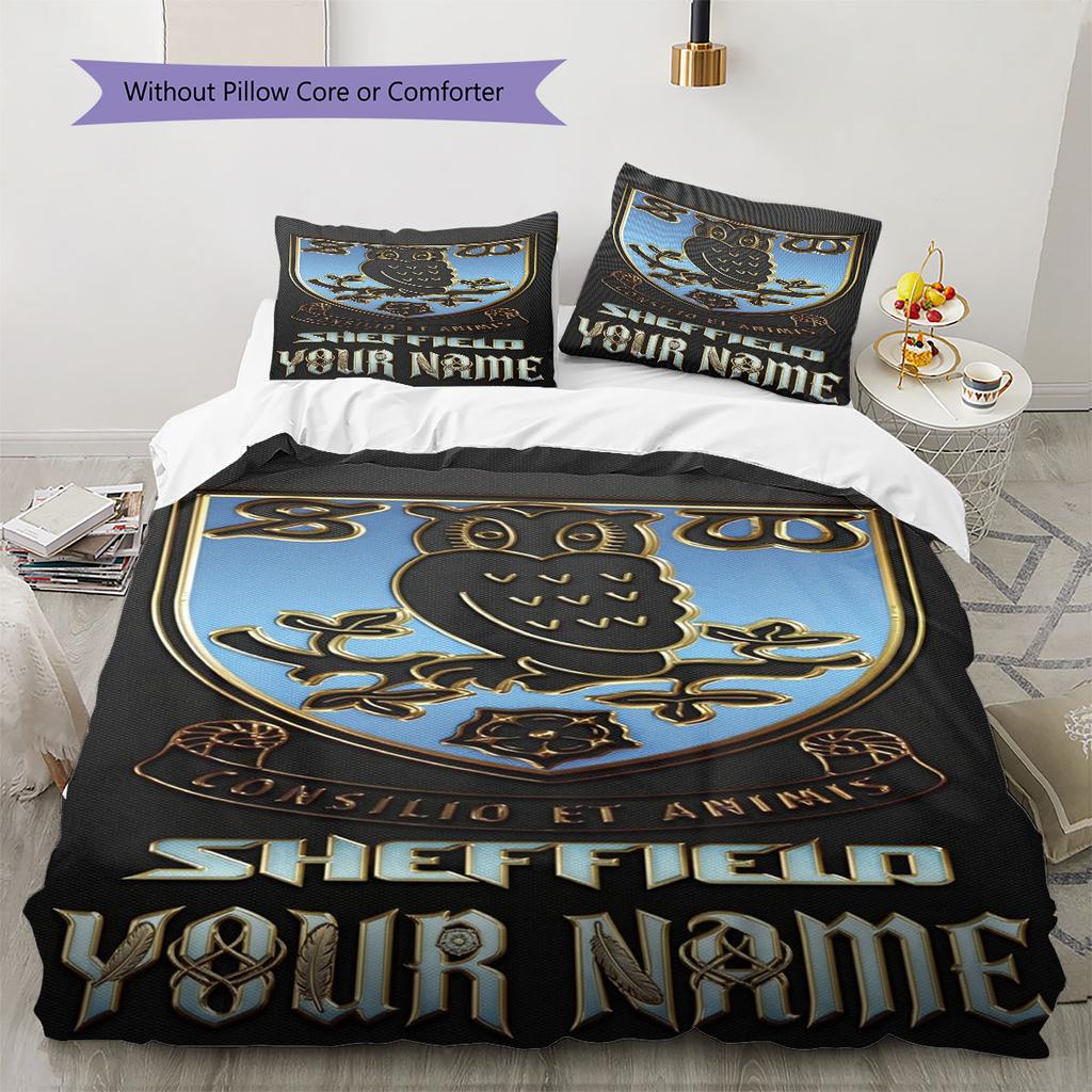 Sheffield Wednesday Football Club Custom Name Pattern Bedding,Quilt Set Quilt Cover Pillowcase Home Birthday Gift(1 * Duvet Cover + 2 * Pillowcase, Wi