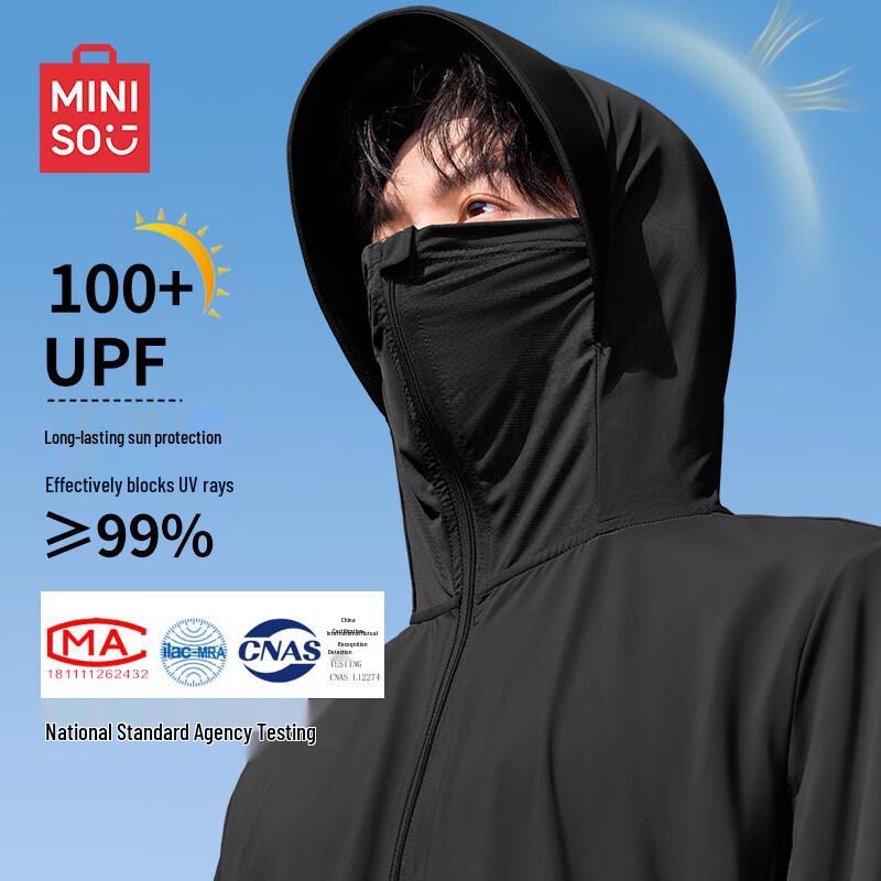 MINISO Men s Summer Ice Silk UPF100+ Sun Protection Fishing Hoodie 4XL