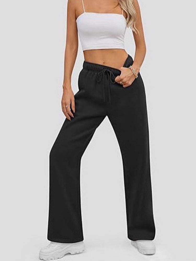 

2025 Autumn/Winter Women s Plus Velvet Loose Straight Sports Pants XL чёрный