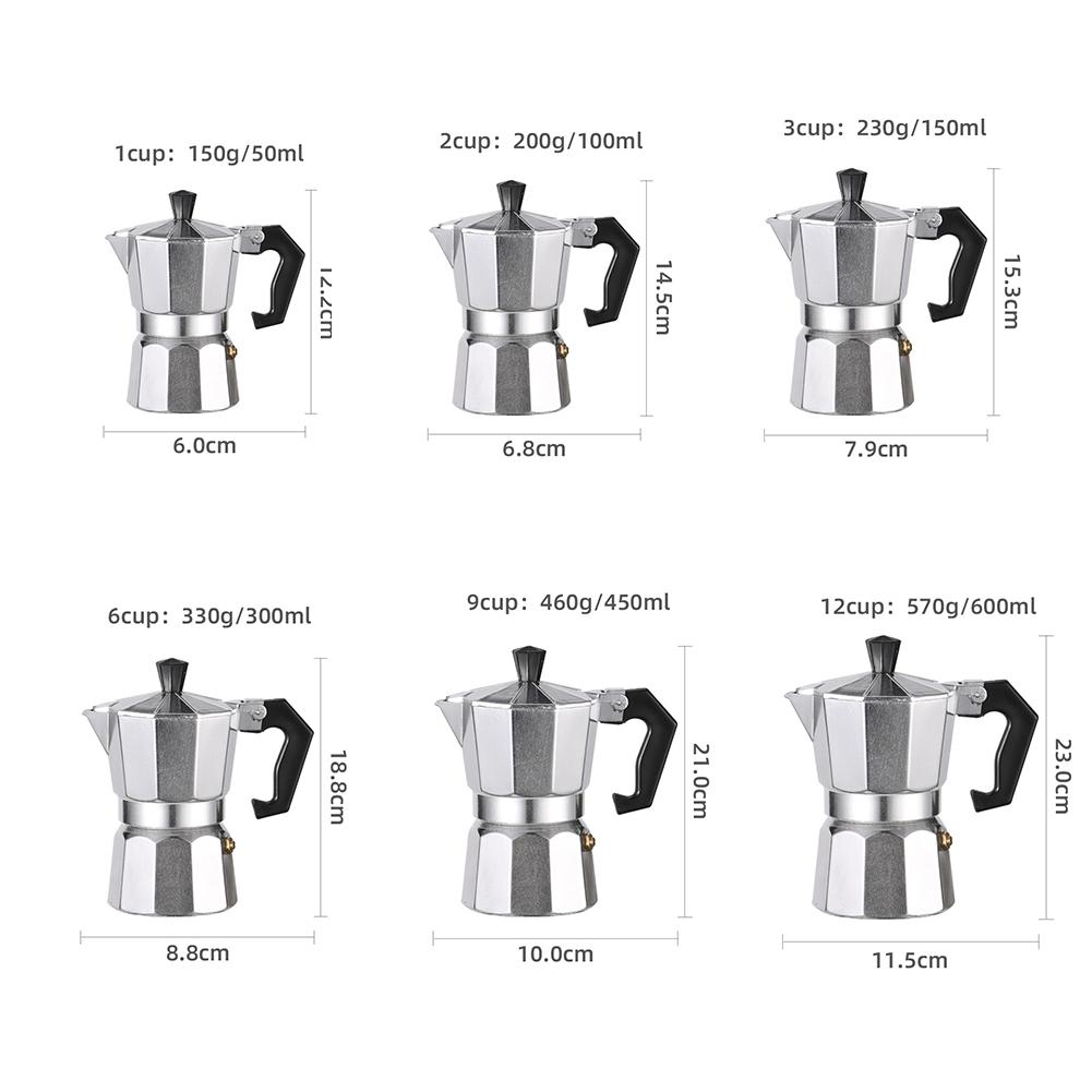 Octagonal Moka Pot Aluminum/Stainless Steel Stovetop Espressos Maker Multi-Purpose Coffee Pots for Outdoor Home Kitchen Office