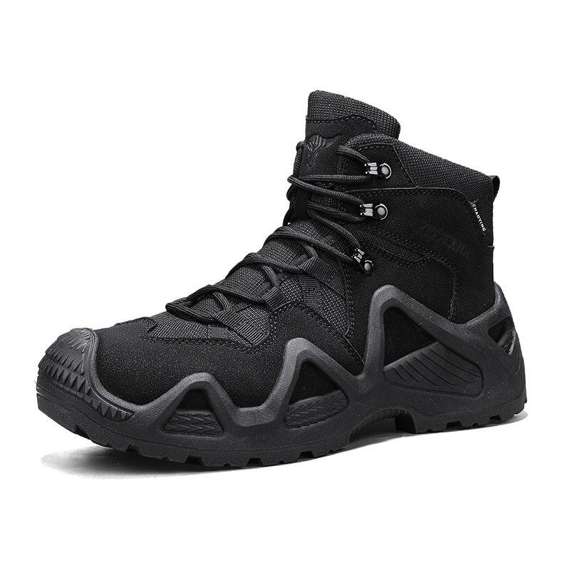 Autumn and Winter High-top Men's Outdoor Non-slip Mountaineering Boots Large Size Thick-soled Martin Boots Piled and Thickened