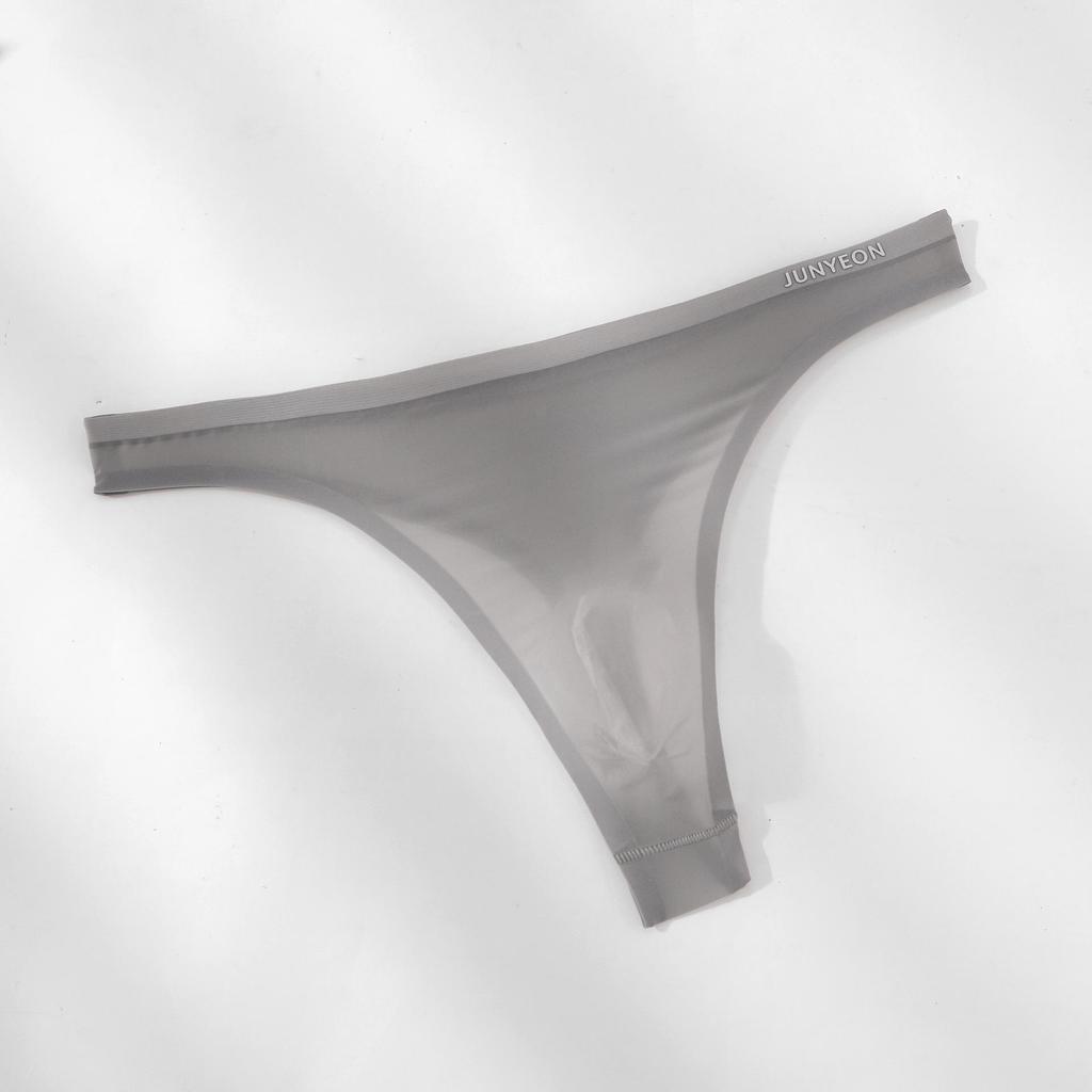 Men's Ultra-Thin Ice Silk Transparent Thong Underwear - Breathable, Sexy, and Comfortable for Summer.