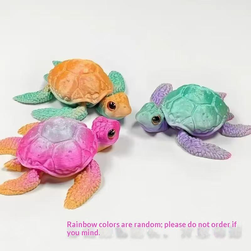 3D-gedruckte Schildkröten-Dekoration, Ornament, bunt, entzückend, PLA-Material, Kunstfigurine für Schlafzimmer, Schreibtischdekoration