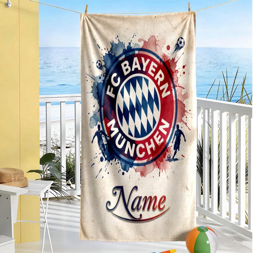 Bayern Munich Fan Art Customize Your Name Beach Towel Super Soft Microfiber Quickdry Fabric