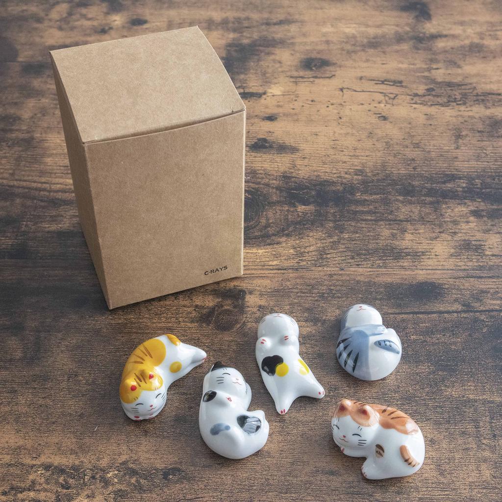 Katzen-Essstäbchen Niedliche Katze Küche Japanischer Stil Tier Dekorative Tischaccessoires von C-RAYS Ständer, Geschirr, Besteck, Figuren, (Satz 5)