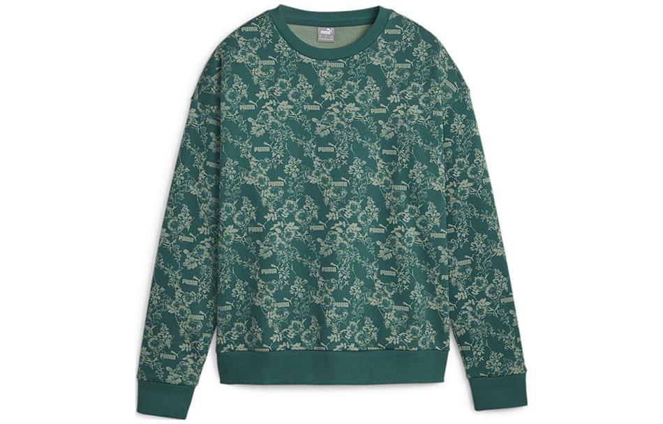 PUMA Sweatshirts Women s Dark Green Crew Neck Moderate Regular 680154-43 S
