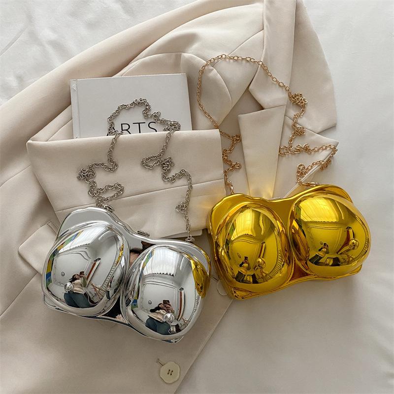 Funny Acrylic Bag For Women Silver Gold Dinner Bag Female Small Shoulder Bag