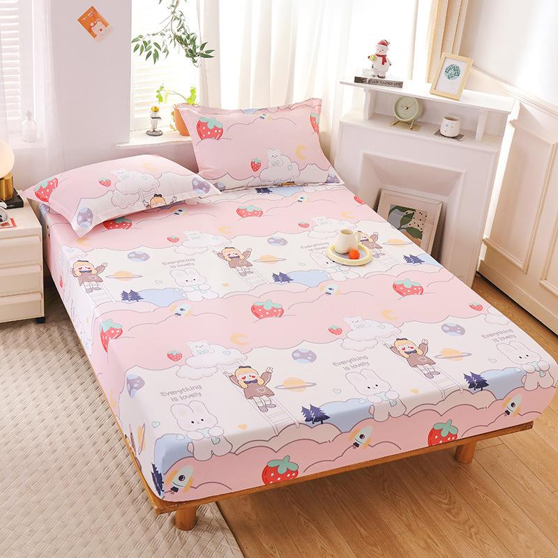New Pure Cotton Single Bed Sheet Cartoon Small Fresh All Cotton Bed Sheet Single Double Mattress Protective Cover