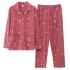 In the Elderly Pure Cotton Pajamas Women's Spring and Autumn Long-sleeved Middle-aged Mother Large Size Cardigan Set Old Lady Loungewear