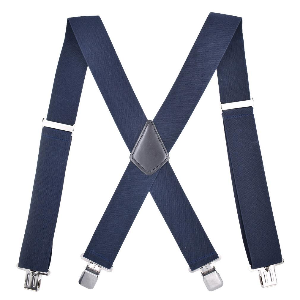 Men's 5CM Wide X-Back Suspenders Elastic 4 Clips Heavy Duty Adjustable Braces