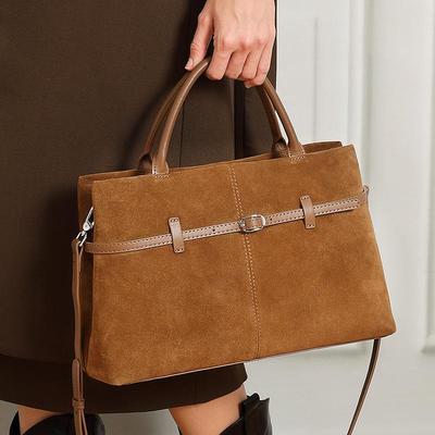 Grande Borsa a Shopper in Camoscio Pelle Opaca Borsa a Mano di Grande Capacità Pelle Morbida Borsa da Pendolare Borsa a Spalla Tracolla Donna