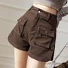 2026 Summer American Retro High Waist Wide Leg Cargo Denim Shorts for Women